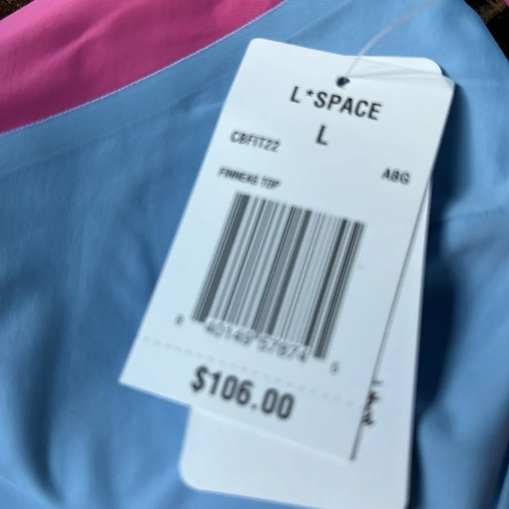 L*Space Finneas Top Light Blue & Pink Style CBFIT22 ABG Size Large‎ NWT